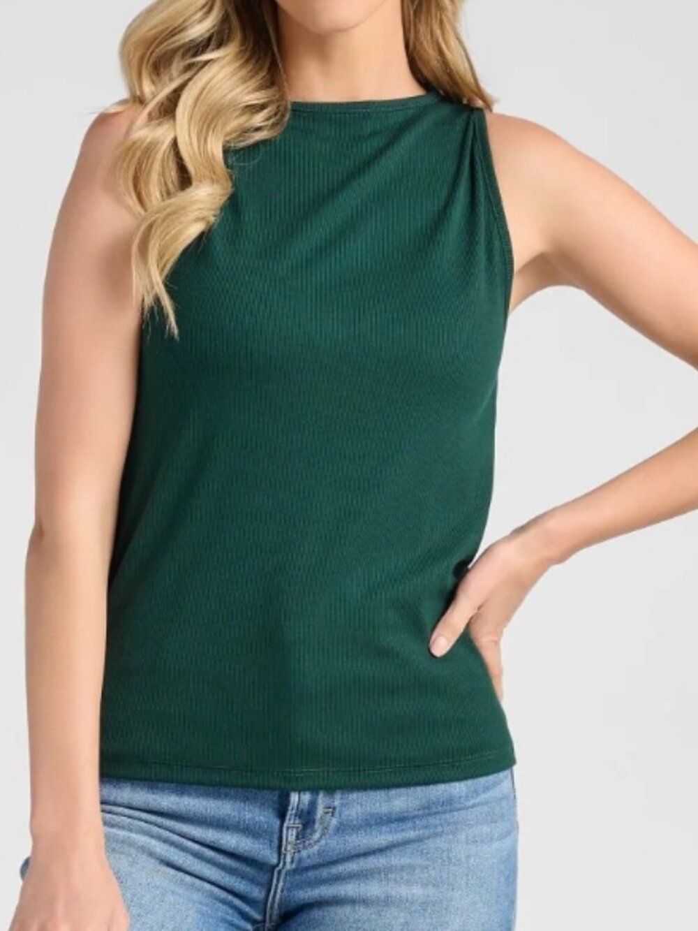 Women’s 78&Sunny Slim Fit High Neck Green Halter Tank Top Small